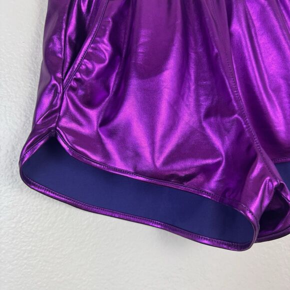 NWT Pesion Metallic Purple Hot Shorts High Waist Rave Festival Pockets Medium - Picture 6 of 13